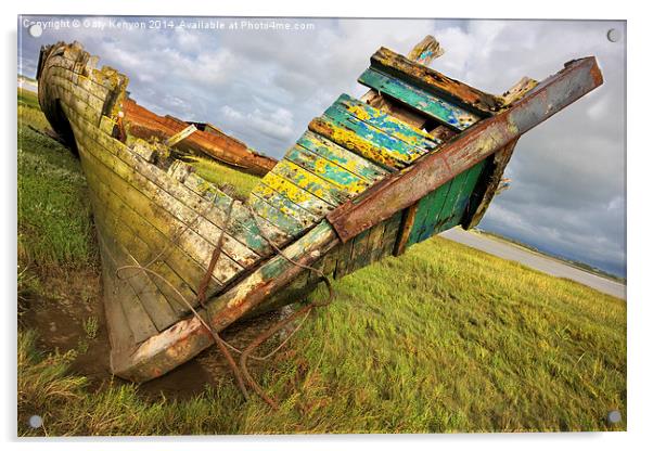  Leaning Wreck On The Banks River Wyre Acrylic by Gary Kenyon