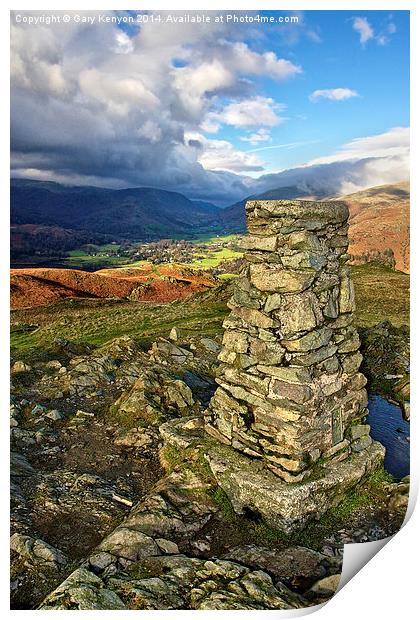  Loughrigg Trig Point Print by Gary Kenyon