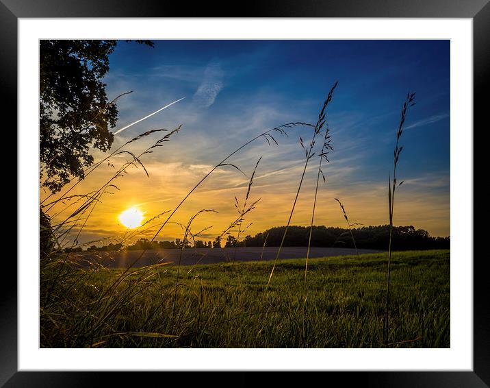 Summer Sunset, Hungerford, Berkshire, England, UK Framed Mounted Print by Mark Llewellyn