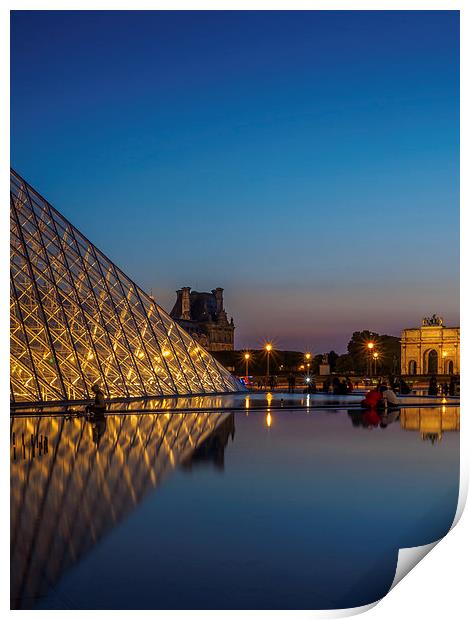 Louvre Pyramid Sunset Print by Mark Llewellyn