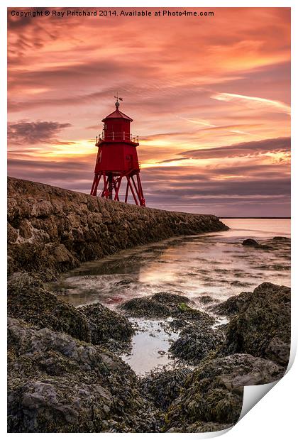  Herd Lighthouse at South Shields Print by Ray Pritchard