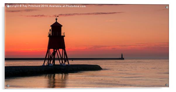 South Shields Groyne at Sunrise Acrylic by Ray Pritchard