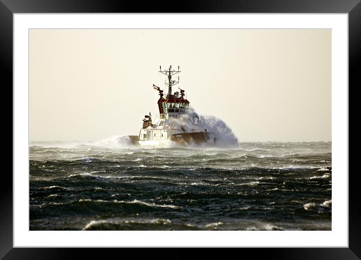 Tugboat in the waves Framed Mounted Print by Massimiliano Leban