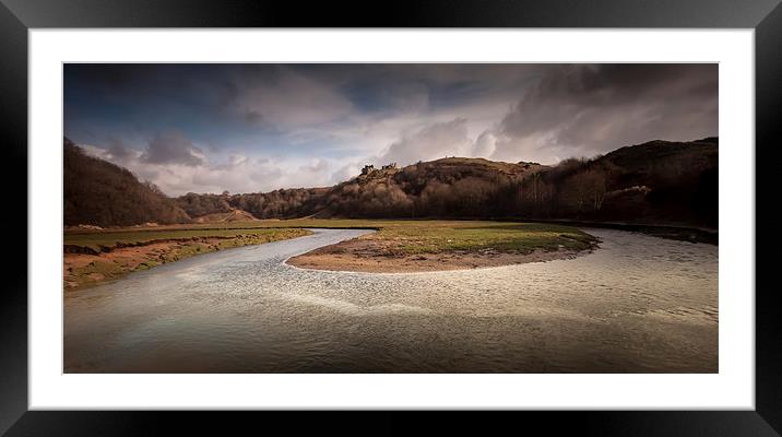  Pennard castle and river Framed Mounted Print by Leighton Collins