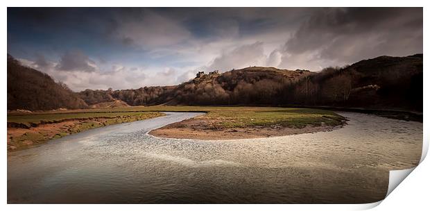  Pennard castle and river Print by Leighton Collins