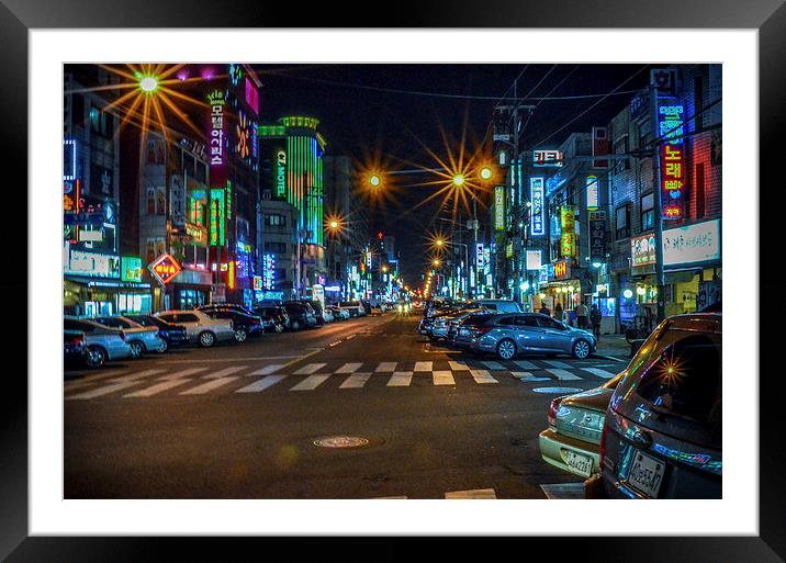 Seoul City Framed Mounted Print by Alex Inch