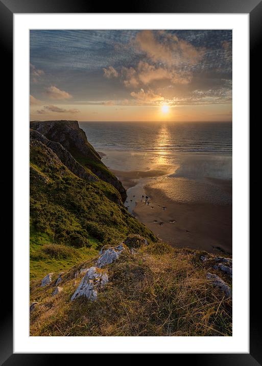  Sunset at Rhosilli Framed Mounted Print by Bob Small
