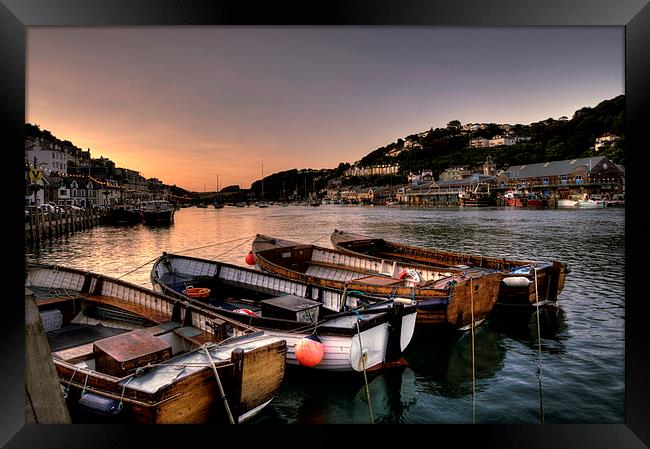  The sun goes down at Looe Framed Print by Rosie Spooner