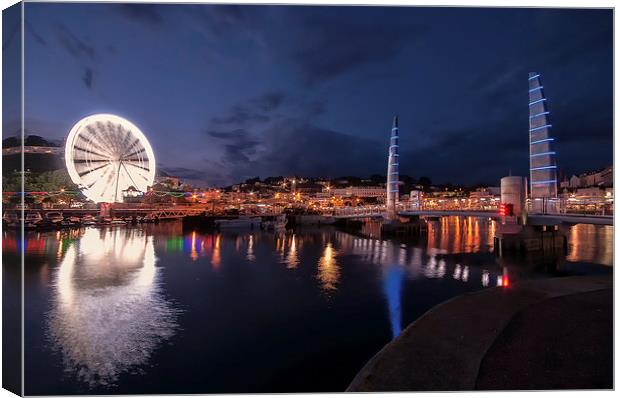 Torquay Harbour Lights Canvas Print by Ray Abrahams