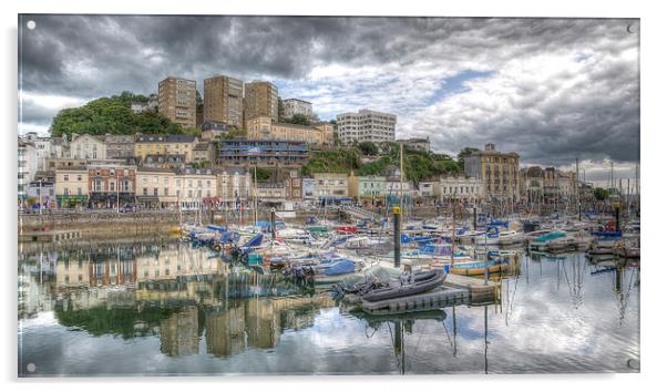  Torquay Harbourside Reflections Acrylic by Ray Abrahams