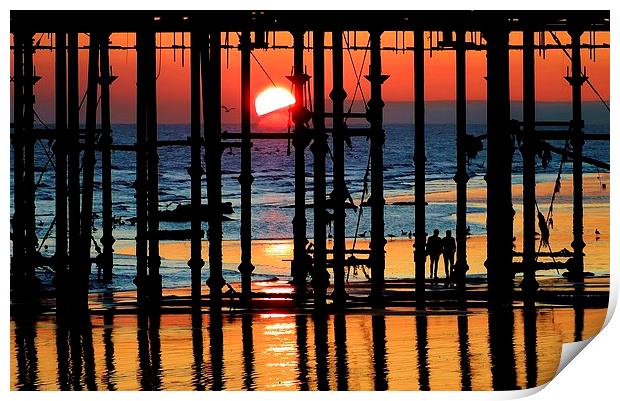  Pier Sunset Print by Tim Clifton