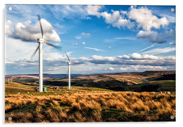  Wind Turbines on the Moor Acrylic by David Hirst