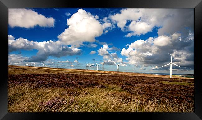 Ovenden Moor Wind Turbines Framed Print by David Hirst
