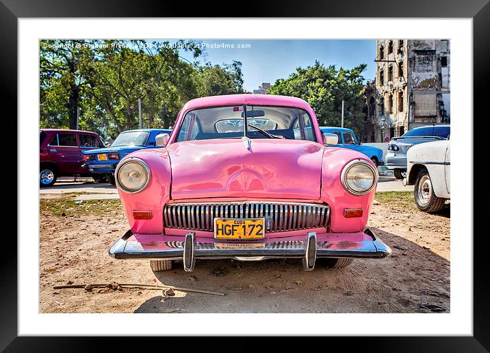  A Very Pink Classic Vintage Car In Havana, Cuba Framed Mounted Print by Graham Prentice