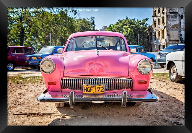  A Very Pink Classic Vintage Car In Havana, Cuba Framed Print by Graham Prentice