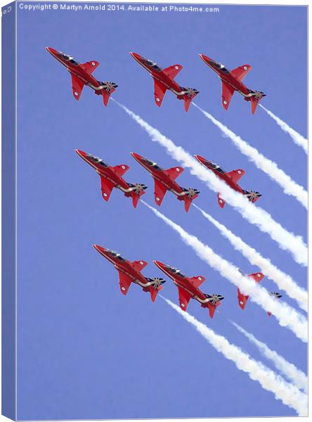  The RAF Red Arrows in Formation Canvas Print by Martyn Arnold