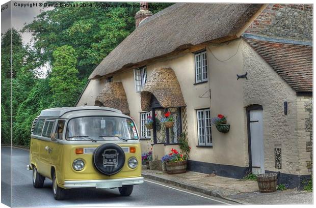  VW Camper and Thatch Canvas Print by David Birchall