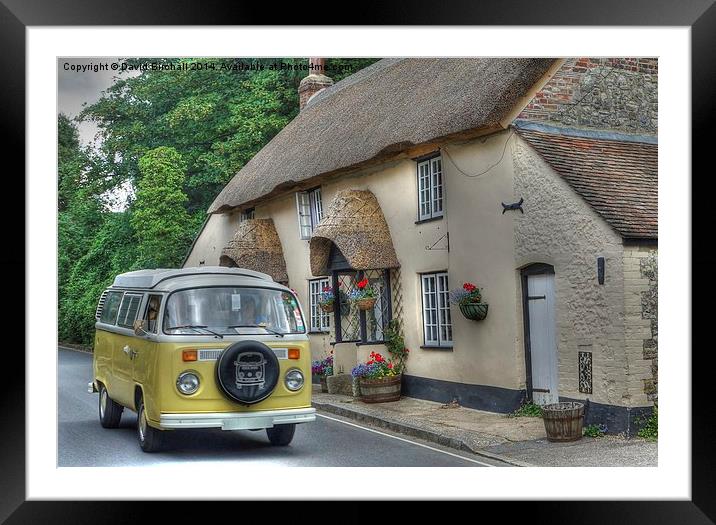  VW Camper and Thatch Framed Mounted Print by David Birchall