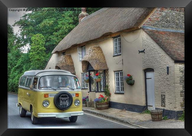  VW Camper and Thatch Framed Print by David Birchall