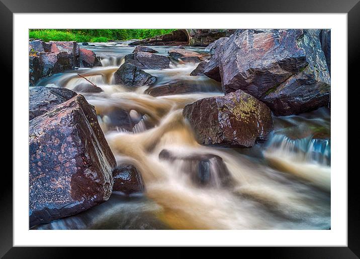 Cascading water over rocks Framed Mounted Print by Jonah Anderson Photography