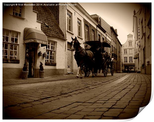  The Ancient Streets Of Brugge Print by Nick Wardekker