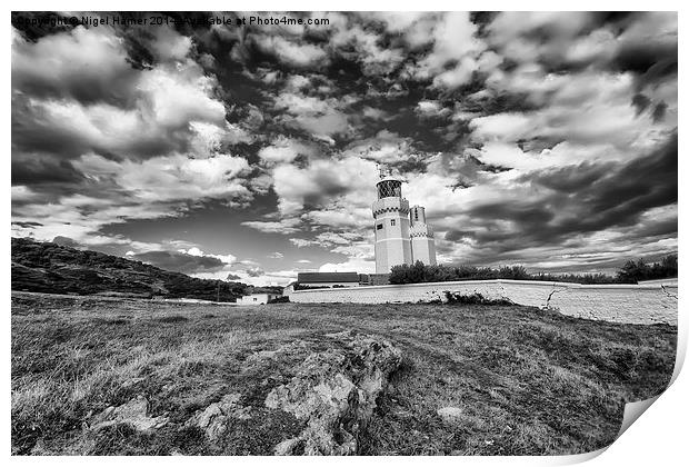 St Catherines Lighthouse BW Print by Wight Landscapes