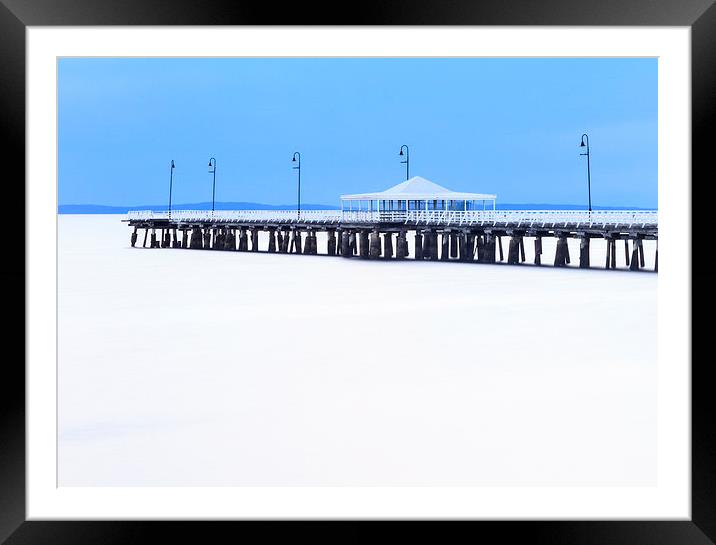 Blue and White Pier Framed Mounted Print by Peta Thames