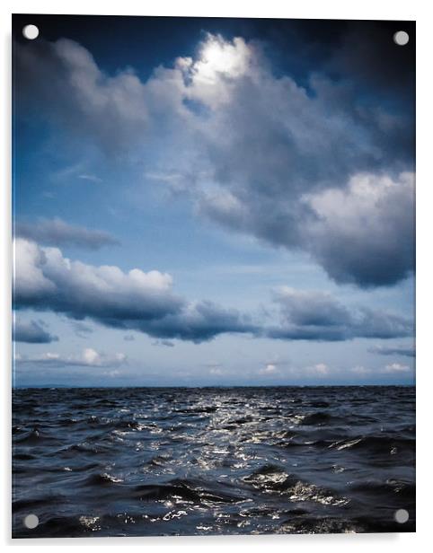 Silver Blue Moon Acrylic by Peta Thames