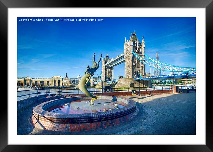  Girl with a Dolphin at Tower Bridge Framed Mounted Print by Chris Thaxter