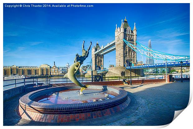  Girl with a Dolphin at Tower Bridge Print by Chris Thaxter