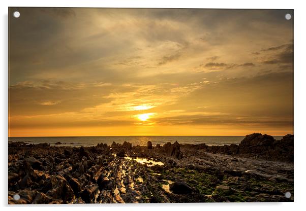  Croyde Bay Sunset Acrylic by Dave Wilkinson North Devon Ph
