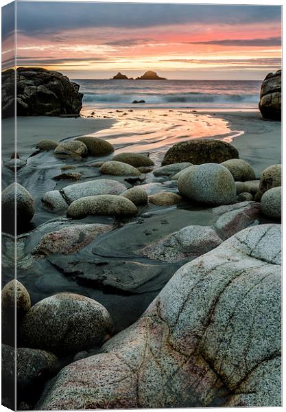 Porth Nanven Sunset Canvas Print by Bob Small