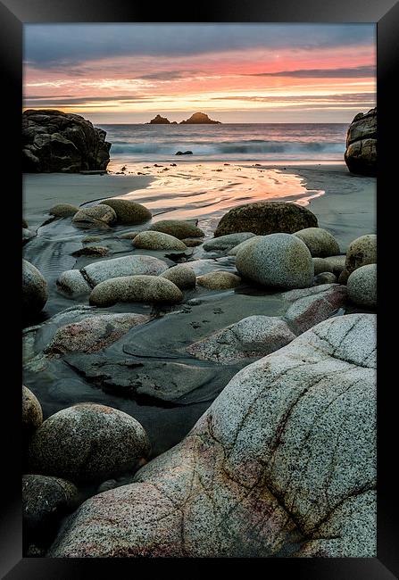 Porth Nanven Sunset Framed Print by Bob Small