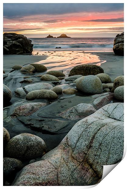 Porth Nanven Sunset Print by Bob Small