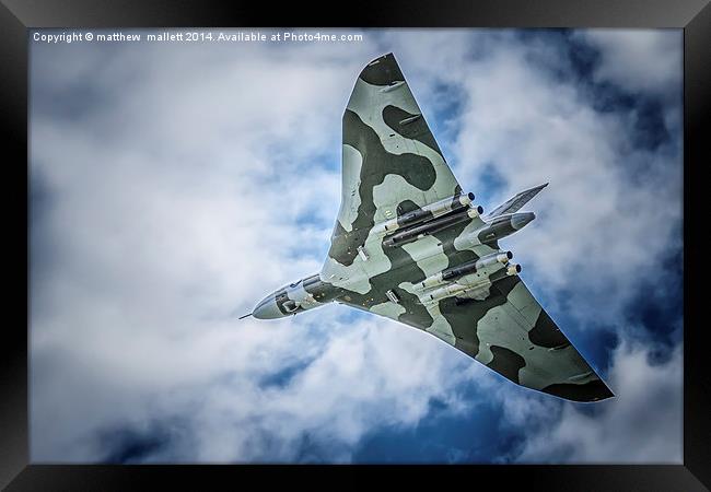 Vulcan Takes To The Skies  Framed Print by matthew  mallett