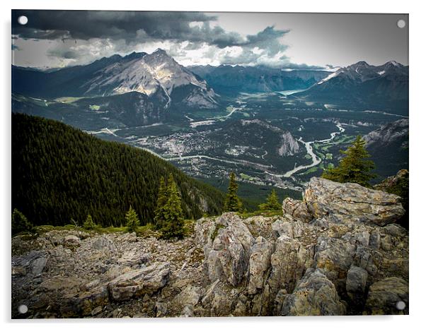 Canadian Rockies, Banff Gondola Sulphur Mountain a Acrylic by Chris Curry
