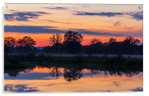  Sunset on the river Wey Acrylic by Steve Hughes