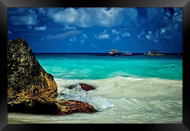 Boats on Riviera Maya   Framed Print by Valerie Paterson