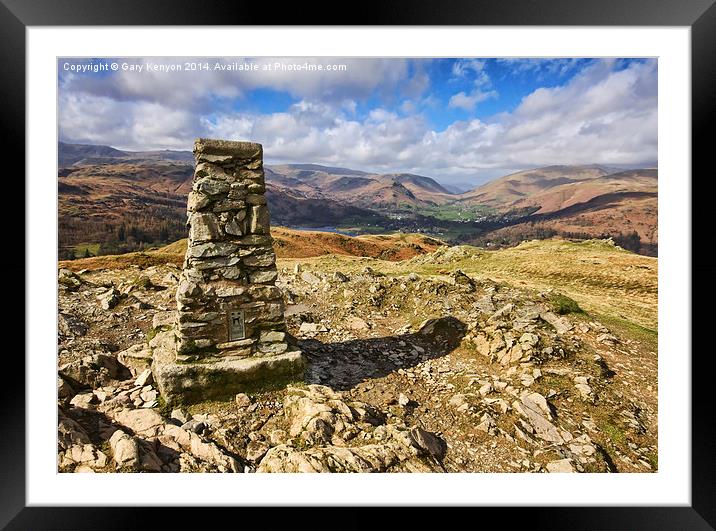  Trig Point from Loughrigg Summit Framed Mounted Print by Gary Kenyon