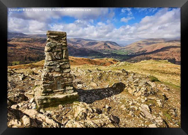  Trig Point from Loughrigg Summit Framed Print by Gary Kenyon