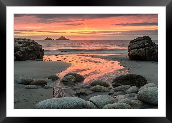   Porth Nanven Sunset Framed Mounted Print by Bob Small
