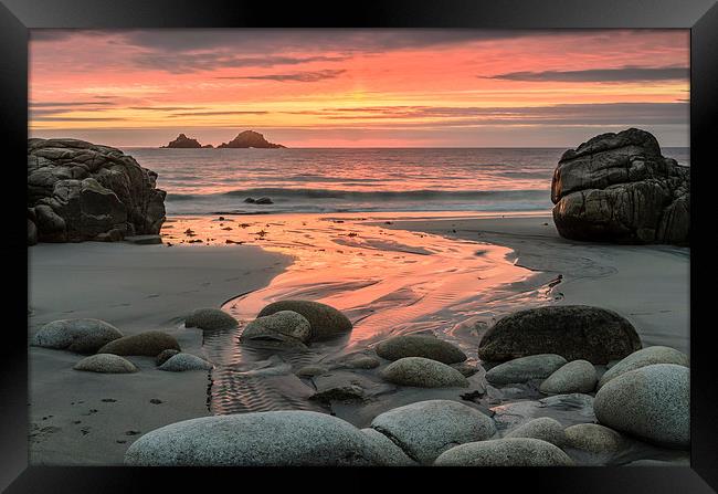   Porth Nanven Sunset Framed Print by Bob Small