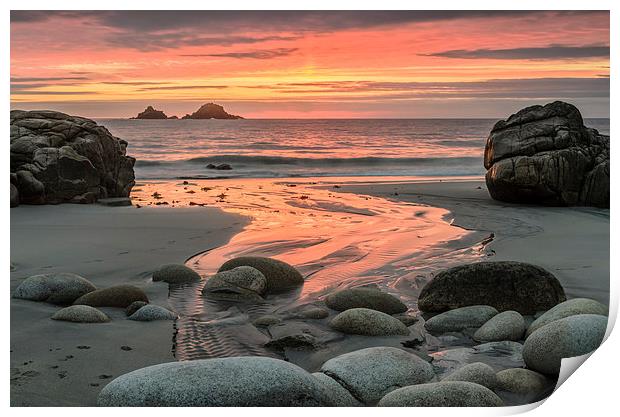   Porth Nanven Sunset Print by Bob Small