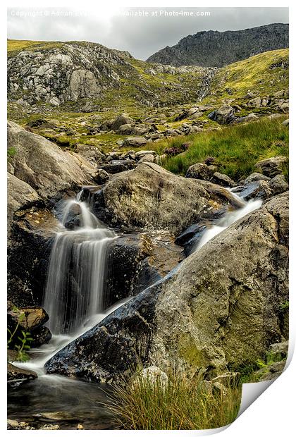 Bochlwyd Waterfall Print by Adrian Evans