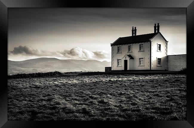 Cliffside Solitude: Trinity House Cottage Framed Print by Mike Shields