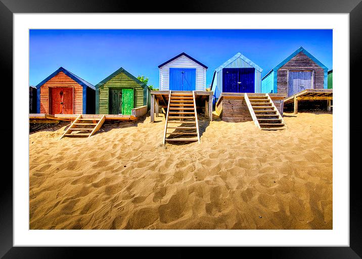 Vibrant Haven: Abersoch Beach Huts Framed Mounted Print by Mike Shields