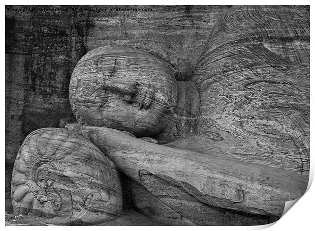  Buddha carved in stone Print by Colin Brittain