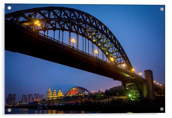  The Tyne Bridge and the Sage Acrylic by David Bradbury