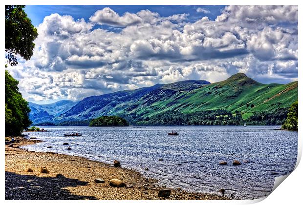 Rowboats on Derwentwater Print by Tom Gomez