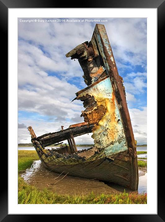  Wreck On The Banks Of The River Wyre Framed Mounted Print by Gary Kenyon